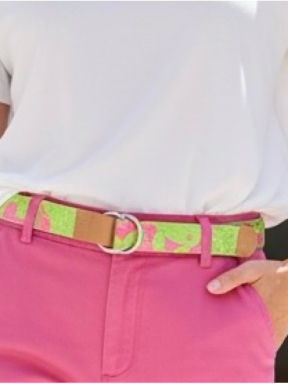 Lilly Pulitzer Green and Pink Belt 40" preppy, resort, colorful, summer